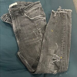 Zara Dark Gray Distressed Skinny Jeans